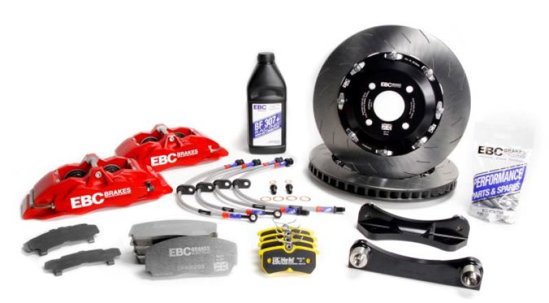 EBC Racing 00-07 BMW M3 (E46) Red Apollo-4 Calipers 355mm Rotors Front Big Brake Kit-Big Brake Kits-Grocery Getter Performance
