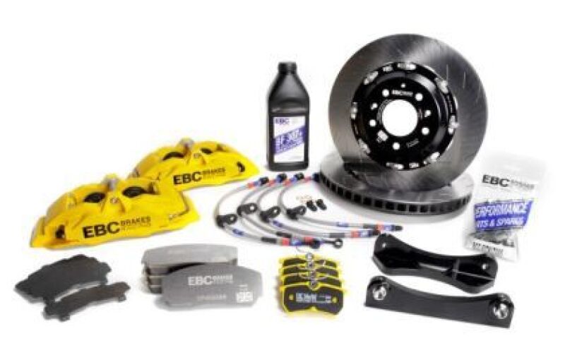 EBC Racing 01-07 Acura RSX Type S 2.0L Yellow Apollo-4 Calipers 330mm Rotors Front Big Brake Kit-Big Brake Kits-Grocery Getter Performance