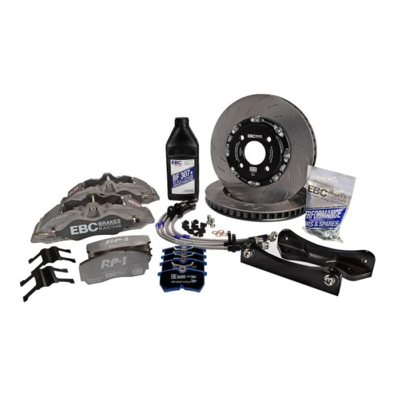 EBC Racing 12-17 Ford Fiesta ST MK7 1.6L Turbo Anodized Apollo-4 Calipers 300mm Rotors Front BBK-Big Brake Kits-Grocery Getter Performance