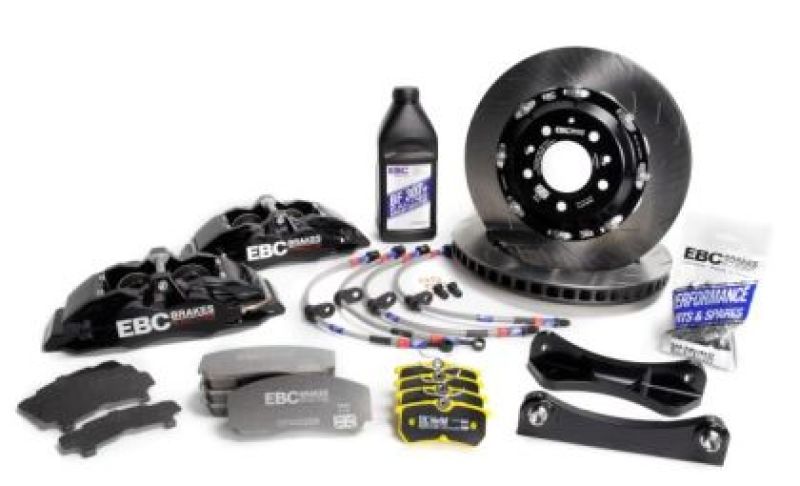 EBC Racing 12-19 BMW 3-Series (F30/F31/F34) Black Apollo-4 Calipers 330mm Rotors Front Big Brake Kit-Big Brake Kits-Grocery Getter Performance