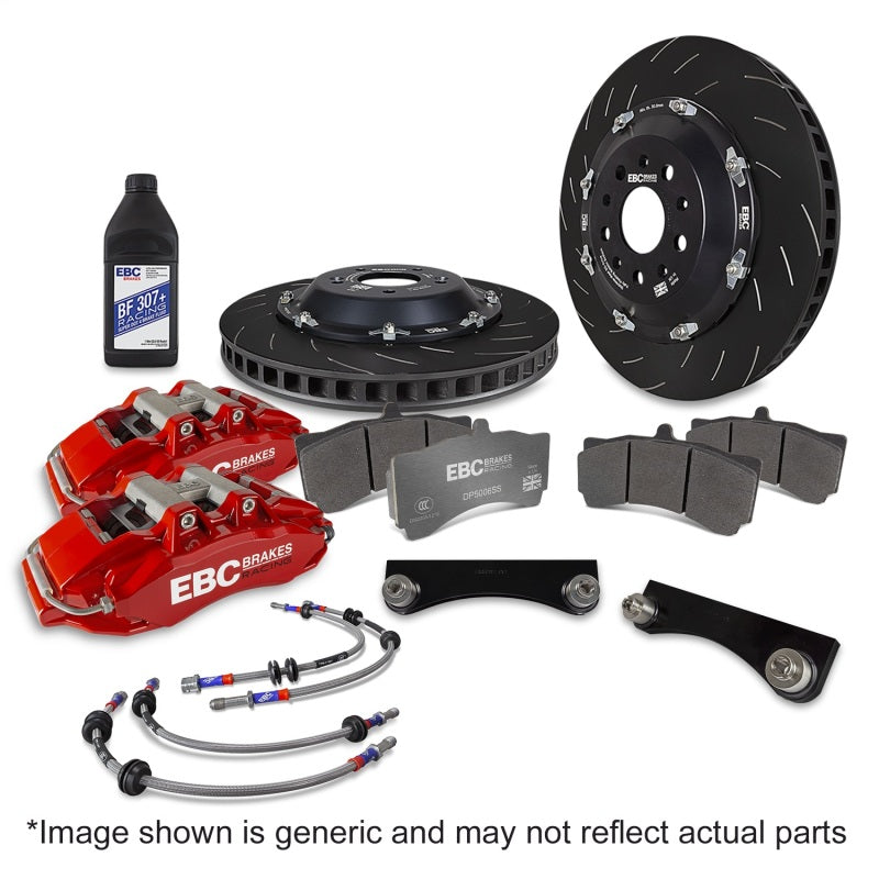 EBC Racing 17-21 Honda Civic Type-R (FK8) Red Apollo-6 Calipers 380mm Rotors Front Big Brake Kit-Big Brake Kits-Grocery Getter Performance