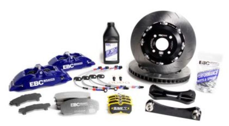 EBC Racing 92-00 BMW M3 (E36) w/Meyle Control Arms Blue Apollo-4 Calipers 330mm Rotors Front BBK-Big Brake Kits-Grocery Getter Performance