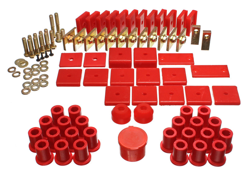 Energy Suspension 64-78 Toyota FJ40 Land Cruiser Red Hyper-Flex Master Bushing Set-Bushing Kits-Grocery Getter Performance