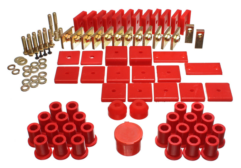 Energy Suspension 64-78 Toyota FJ40 Land Cruiser Red Hyper-Flex Master Bushing Set-Bushing Kits-Grocery Getter Performance