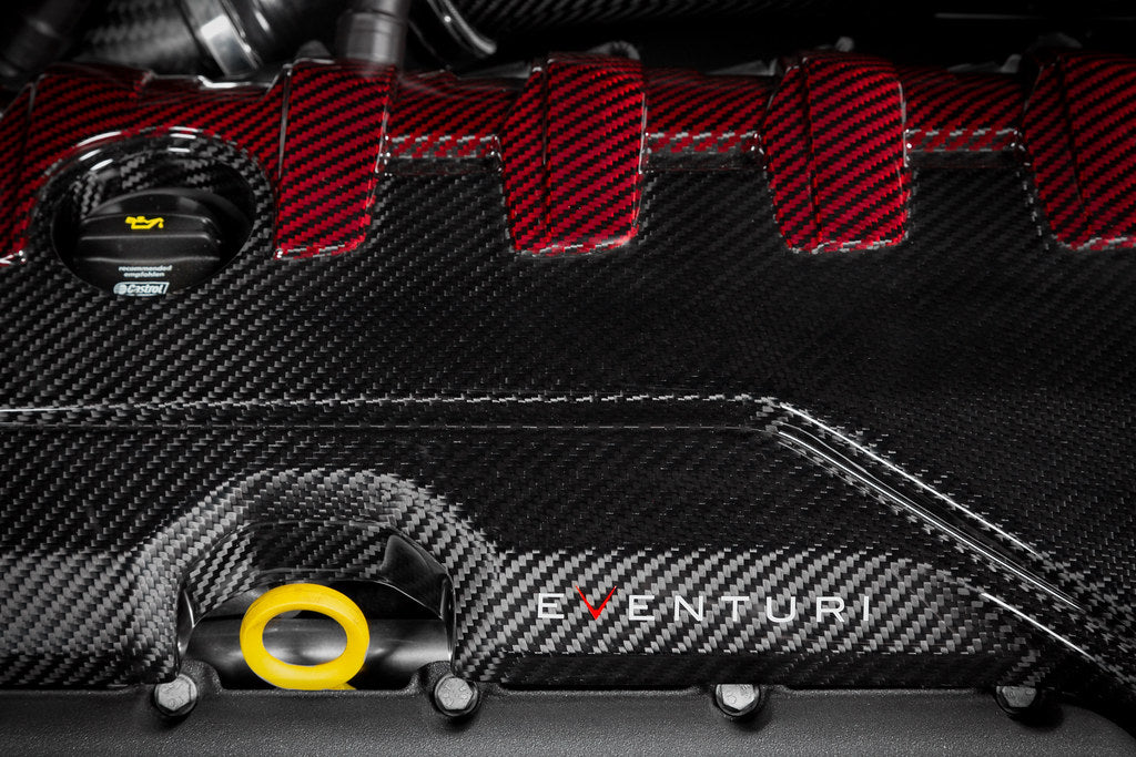 Eventuri Audi 8Y / 8V RS3 / 8S TTRS Black Carbon and Red Kevlar Engine Cover