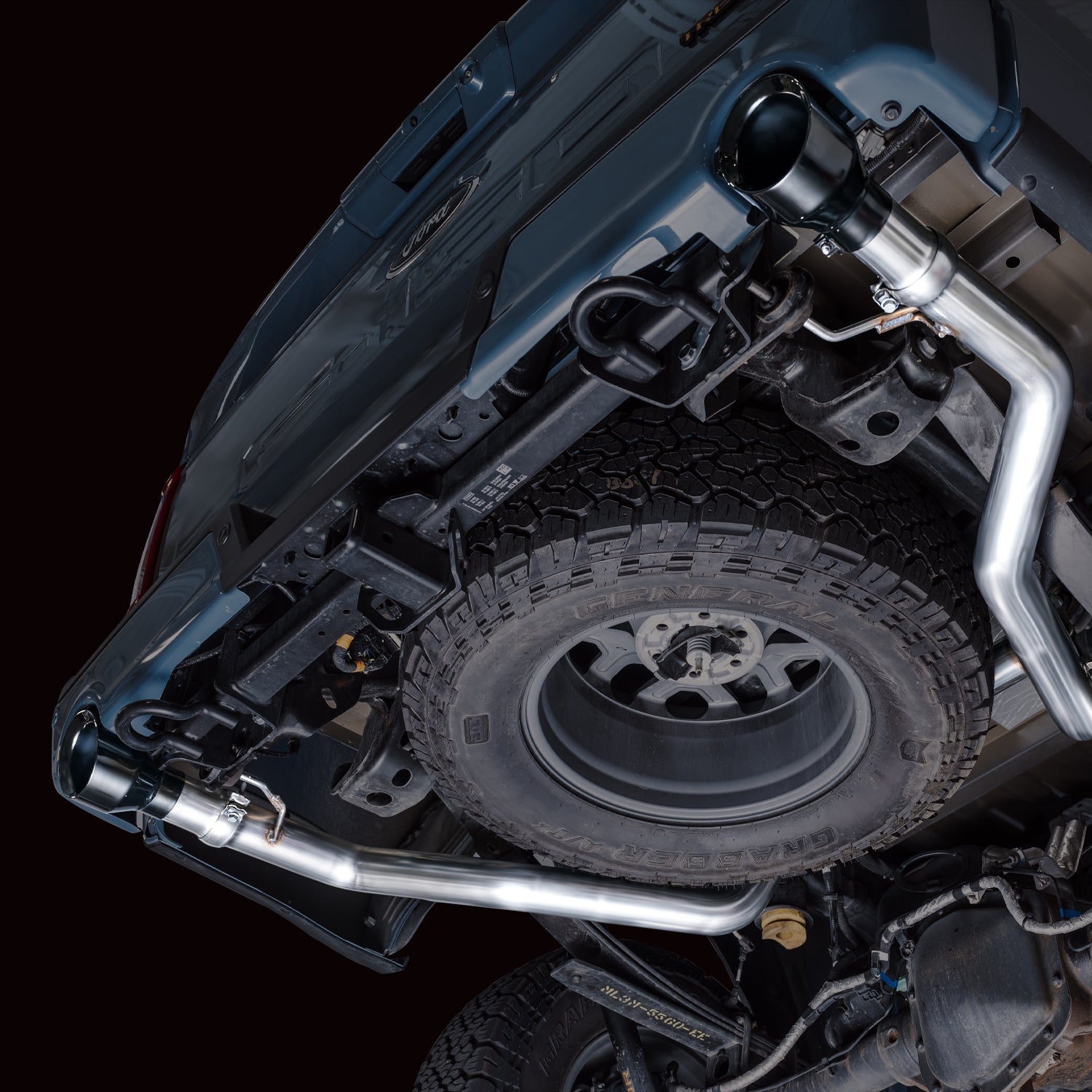 AWE 0FG Non-Resonated Catback for '21+ Ford F-150 Tremor (With Bumper Cutouts) - Diamond Black Tips