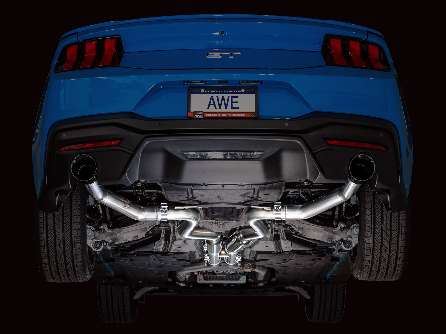 AWE Track Edition Exhaust for S650 Ford Mustang GT Fastback - Dual Diamond Black Tips