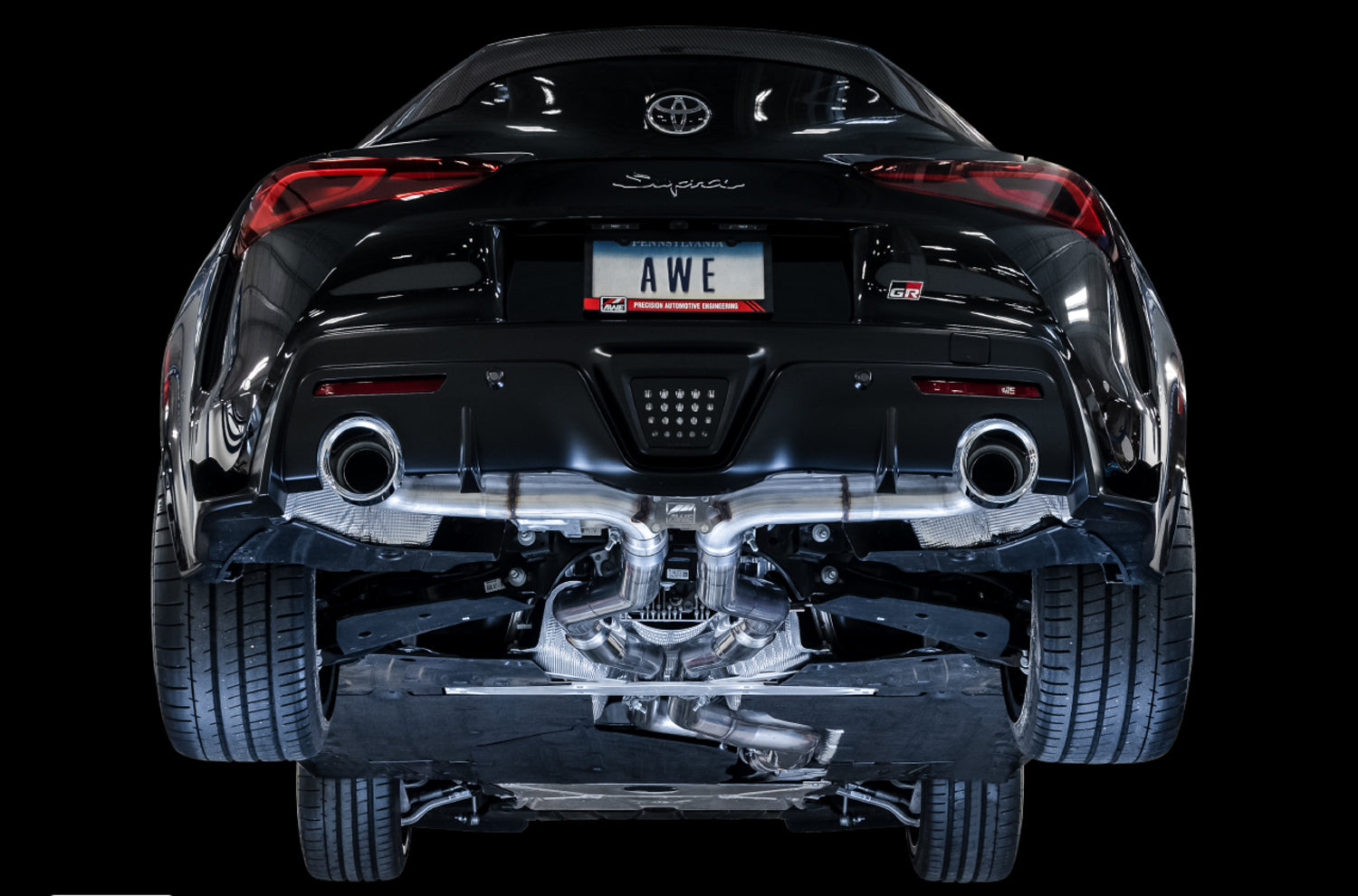 AWE Resonated Track Edition Exhaust for A90 Supra - 5" Chrome Silver Tips