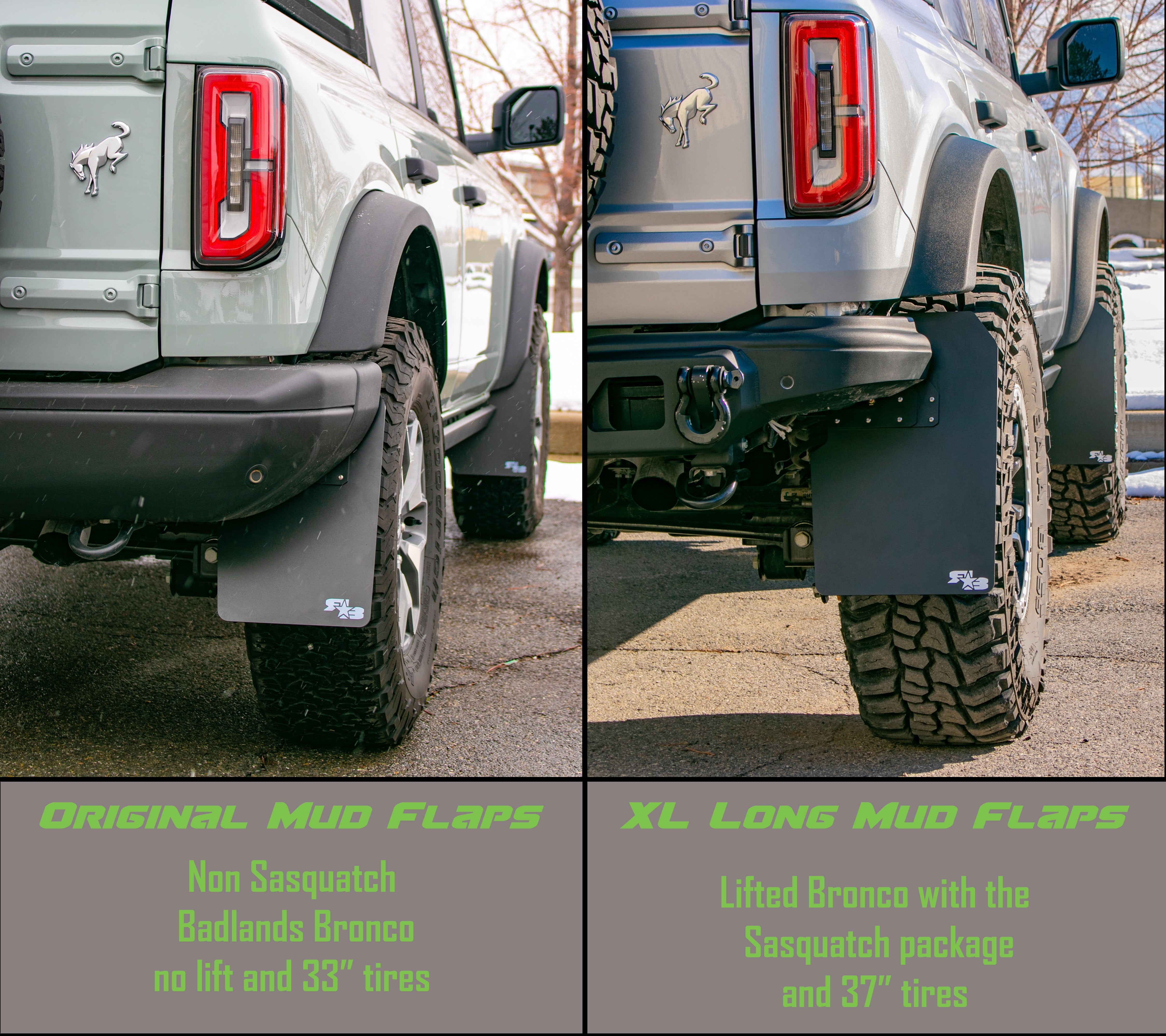 Ford Bronco Mud Flaps 2021+ - Quick Release - ORIGINAL SIZE