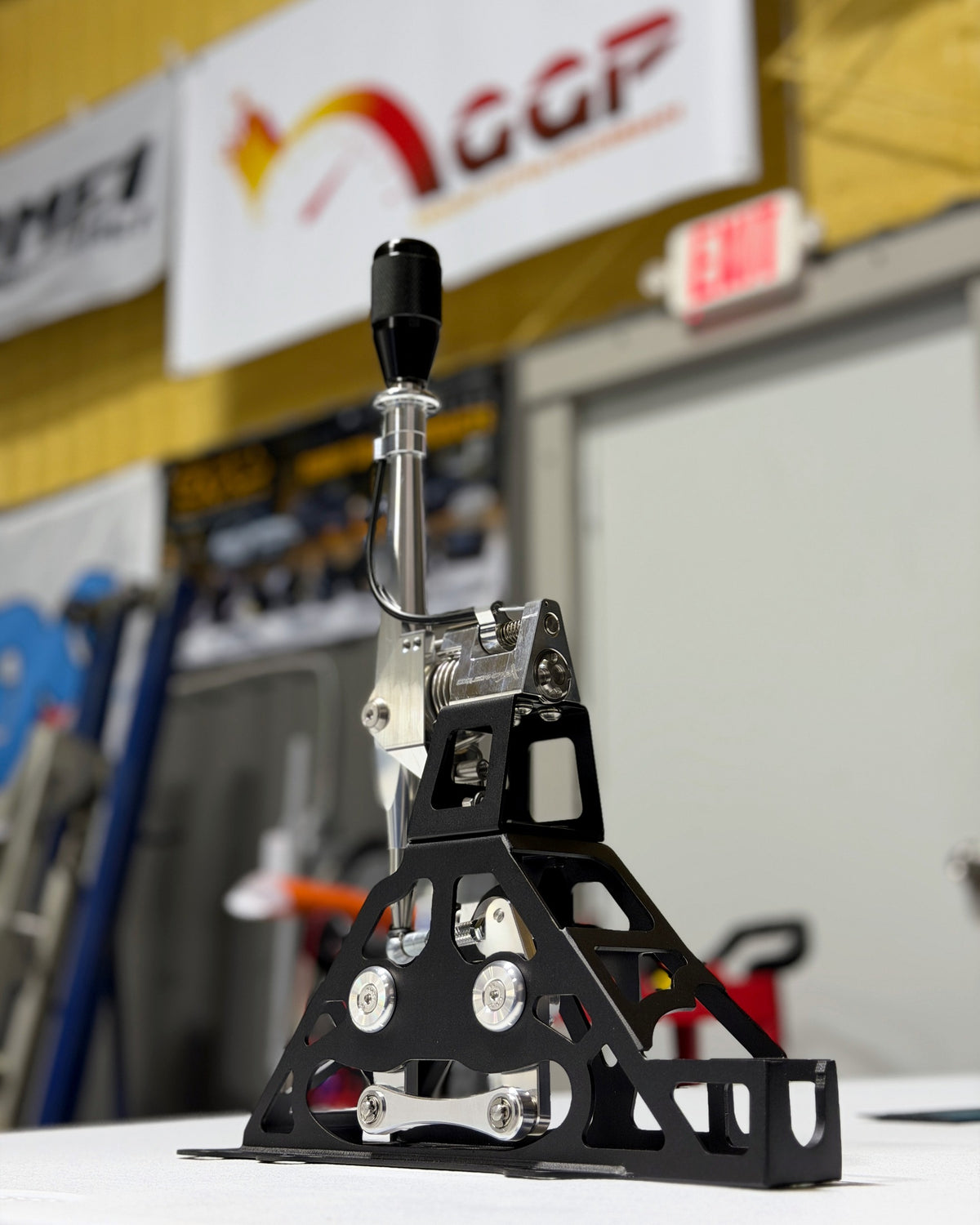 Gen 1 development shifter before installation at Grocery Getter Performance; not a Gen 2 product photograph
