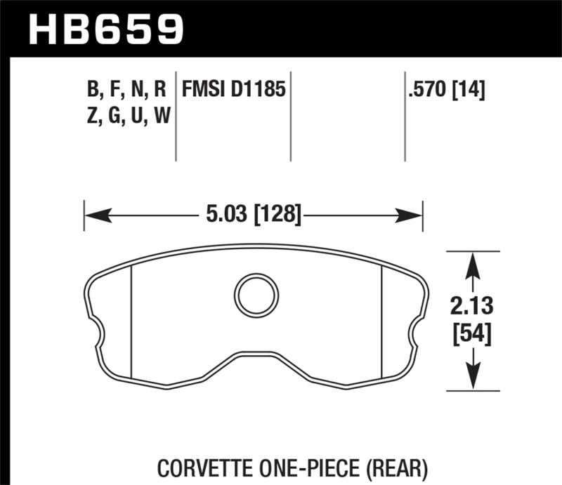 Hawk 06-13 Chevrolet Corvette Z06 DTC-30 Race Rear Brake Pads (One Piece)-Brake Pads - Racing-Grocery Getter Performance