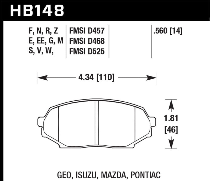 Hawk 90-93 Mazda Miata Base 1.6L HPS 5.0 Front Brake Pads-Brake Pads - Performance-Grocery Getter Performance