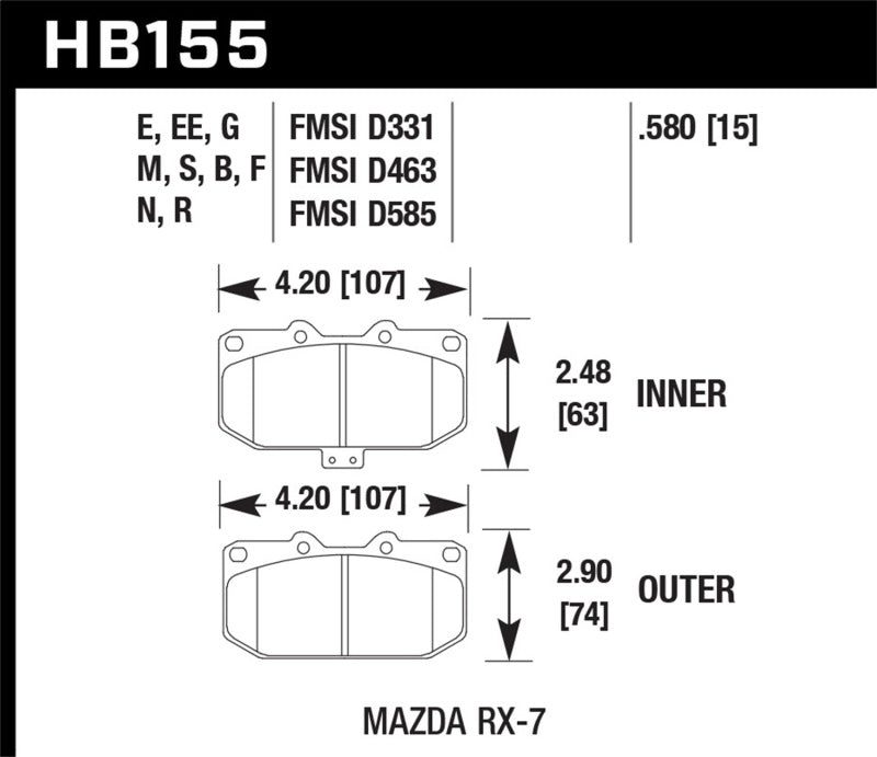 Hawk Performance Mazda RX-7 D331 DTC-30 Motorsports Brake Pads-Brake Pads - Racing-Grocery Getter Performance