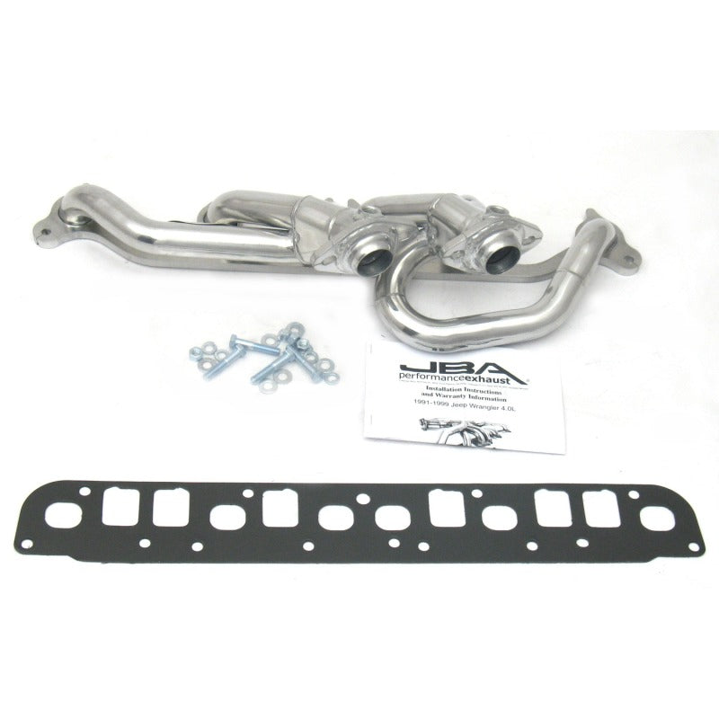 JBA 00-06 Jeep 4.0L 1-1/2in Primary Silver Ctd Cat4Ward Header-Headers & Manifolds-Grocery Getter Performance