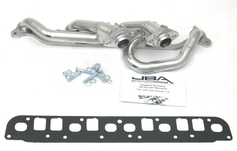 JBA 00-06 Jeep 4.0L 1-1/2in Primary Silver Ctd Cat4Ward Header-Headers & Manifolds-Grocery Getter Performance
