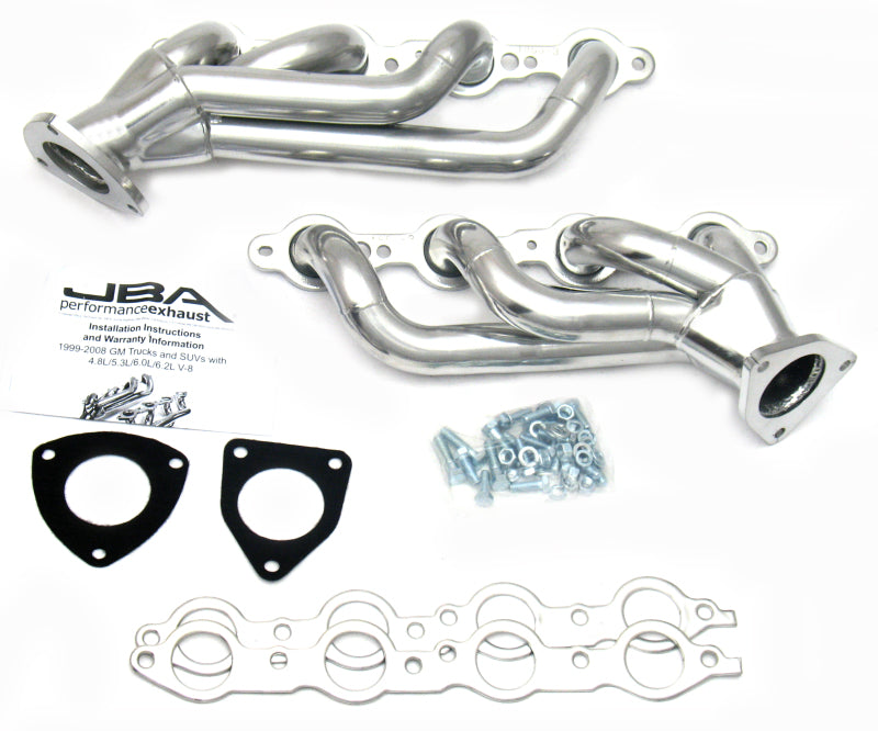 JBA 03-06 GM Truck 6.0L LS w/o EGR 1-5/8in Primary Silver Ctd Cat4Ward Header-Headers & Manifolds-Grocery Getter Performance