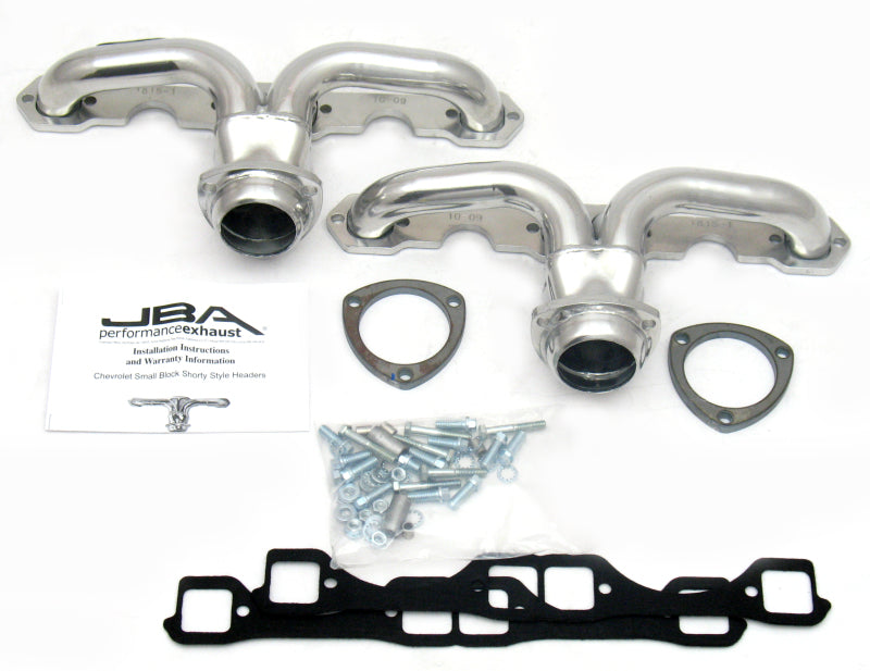 JBA 57-74 Chevrolet Corvette 265-400 SBC 1-5/8in Primary Silver Ctd Tight Tuck Header-Headers & Manifolds-Grocery Getter Performance