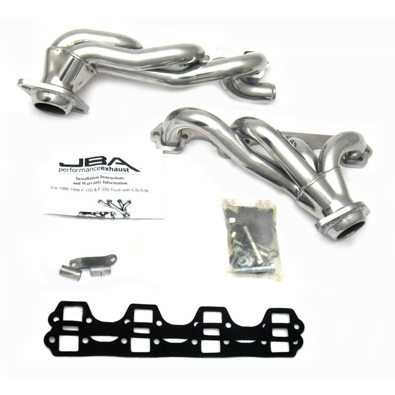 JBA 87-96 Ford F-150 5.8L SBF 1-5/8in Primary Silver Ctd Cat4Ward Header-Headers & Manifolds-Grocery Getter Performance