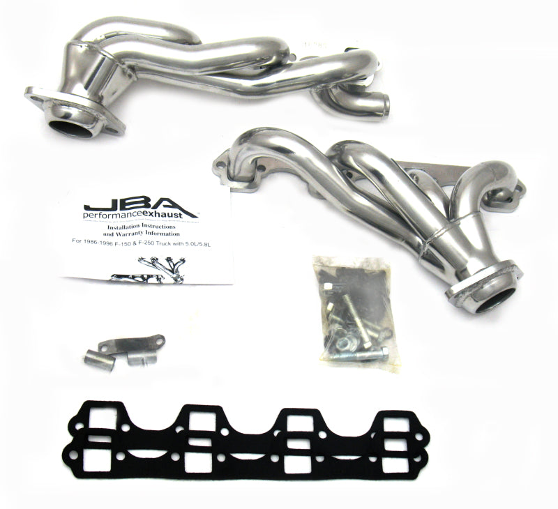 JBA 87-96 Ford F-150 5.8L SBF 1-5/8in Primary Silver Ctd Cat4Ward Header-Headers & Manifolds-Grocery Getter Performance