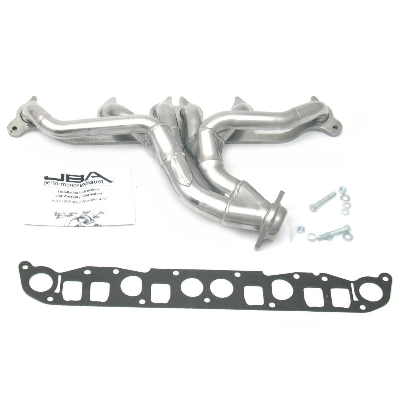 JBA 91-99 Jeep 4.0L 1-1/2in Primary Silver Ctd Cat4Ward Header-Headers & Manifolds-Grocery Getter Performance
