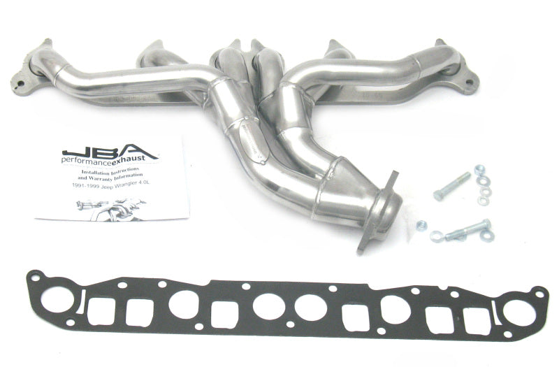 JBA 91-99 Jeep 4.0L 1-1/2in Primary Silver Ctd Cat4Ward Header-Headers & Manifolds-Grocery Getter Performance