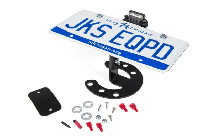 JKS Manufacturing Jeep JK/TJ/YJ Spare Tire License Plate Mount-License Plate Relocation-Grocery Getter Performance