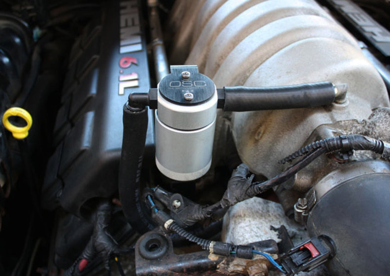 J&L 05-10 Dodge Charger 6.1L Hemi Passenger Side Oil Separator 3.0 - Black Anodized-Oil Separators-Grocery Getter Performance