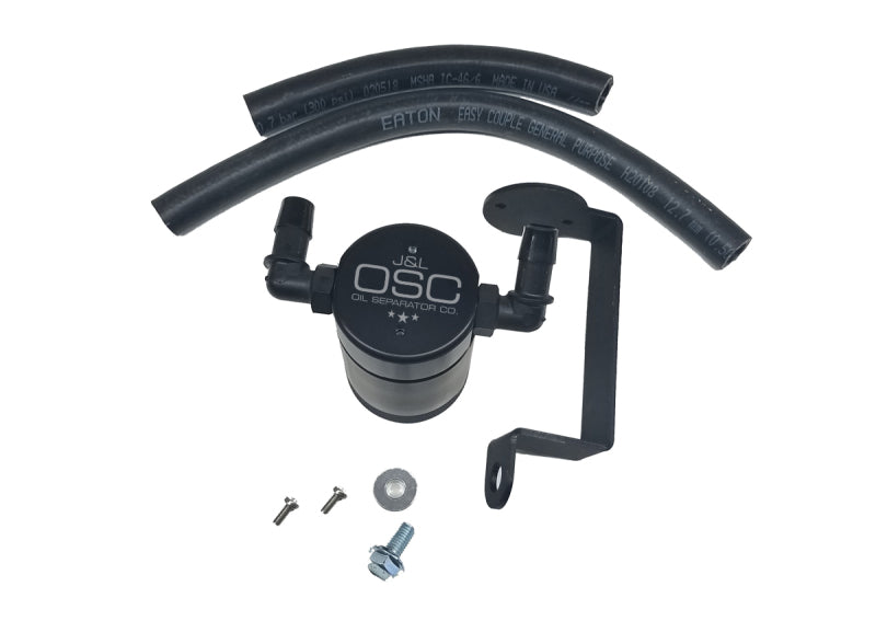 J&L 05-23 Dodge Charger 5.7L Hemi Passenger Side Oil Separator 3.0 - Black Anodized-Oil Separators-Grocery Getter Performance