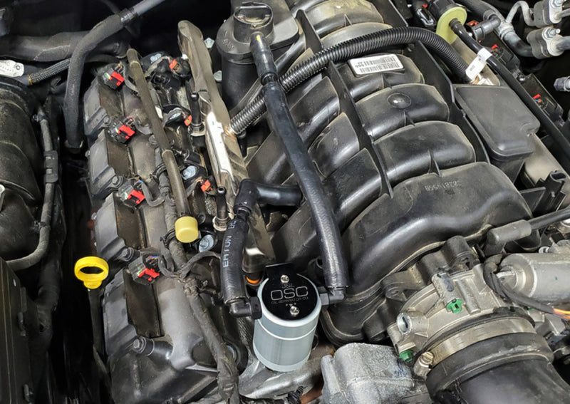 J&L 05-23 Dodge Charger 5.7L Hemi Passenger Side Oil Separator 3.0 - Clear Anodized-Oil Separators-Grocery Getter Performance