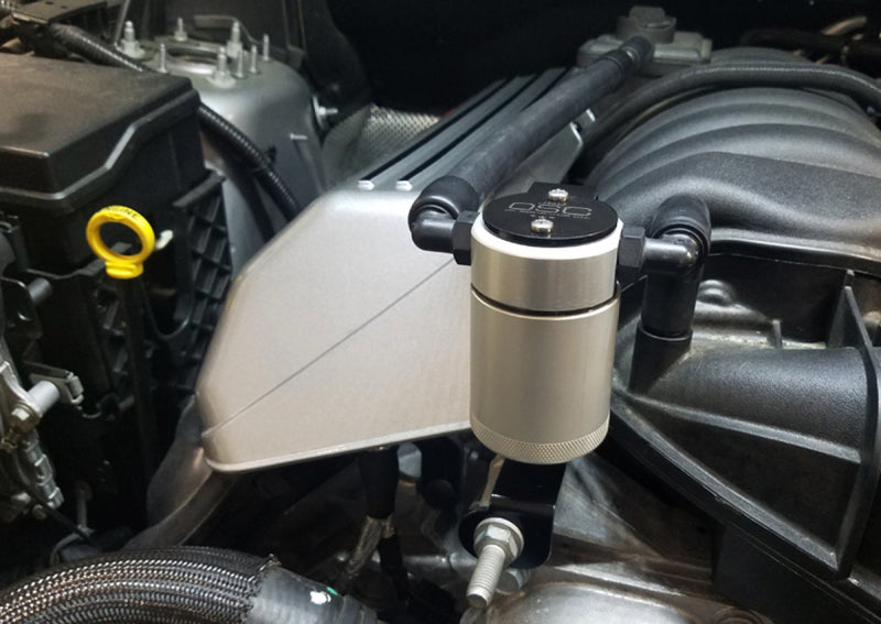 J&L 11-24 Dodge Charger SRT 6.4L Hemi Passenger Side Oil Separator 3.0 - Clear Anodized-Oil Separators-Grocery Getter Performance