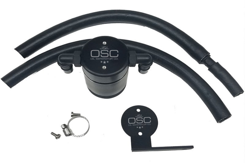 J&L 13-18 Ford Focus ST Front Oil Separator 3.0 - Black Anodized-Oil Separators-Grocery Getter Performance