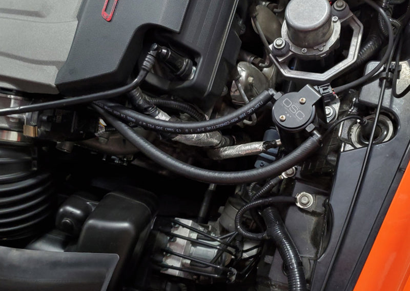 J&L 14-19 Chevrolet Corvette LT1 6.2L Driver Side Oil Separator 3.0 - Black Anodized-Oil Separators-Grocery Getter Performance