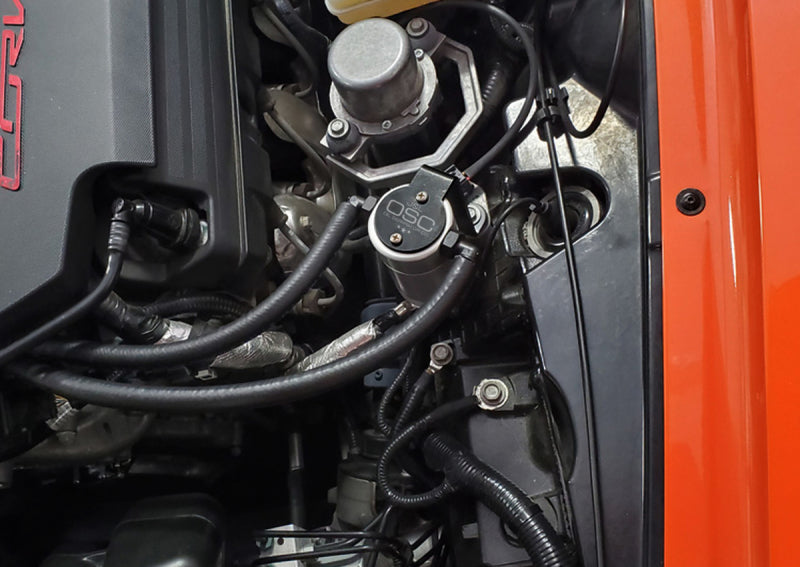 J&L 14-19 Chevrolet Corvette LT1 6.2L Driver Side Oil Separator 3.0 - Clear Anodized-Oil Separators-Grocery Getter Performance