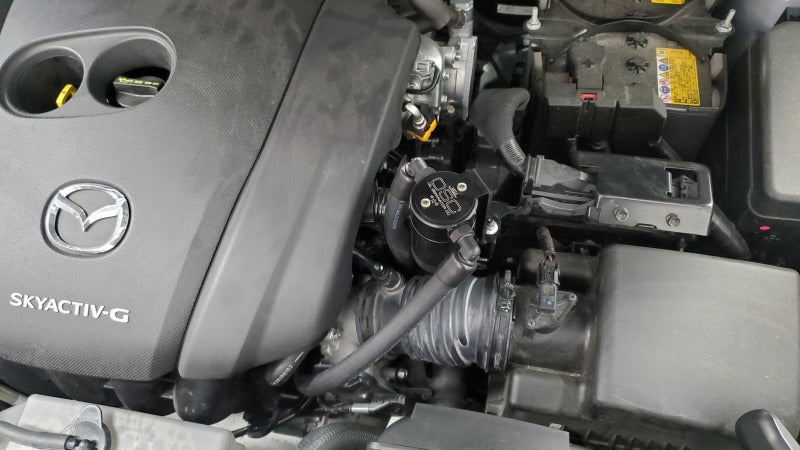 J&L 14-24 Mazda CX5 2.5L Non-turbo Driver Side 3.0 Oil Separator Kit - Black Anodized-Oil Separators-Grocery Getter Performance