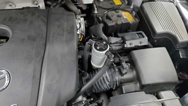 J&L 14-24 Mazda CX5 2.5L Non-turbo Driver Side 3.0 Oil Separator Kit - Clear Anodized-Oil Separators-Grocery Getter Performance