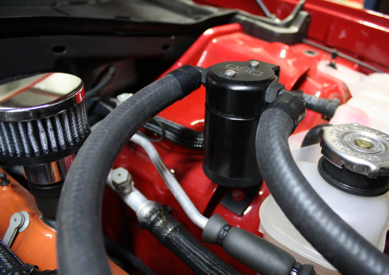 J&L 15-17 Dodge Hellcat 6.2L Hemi Driver Side Oil Separator 3.0 - Black Anodized-Oil Separators-Grocery Getter Performance