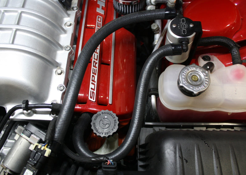 J&L 15-17 Dodge Hellcat 6.2L Hemi Driver Side Oil Separator 3.0 - Clear Anodized-Oil Separators-Grocery Getter Performance