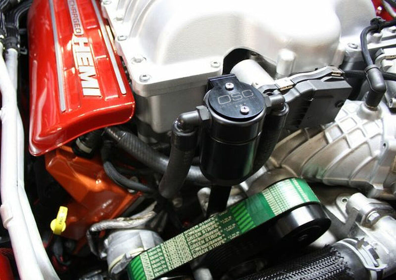 J&L 15-25 Dodge Hellcat/Demon 6.2L Hemi Passenger Side Oil Separator 3.0 - Black Anodized-Oil Separators-Grocery Getter Performance