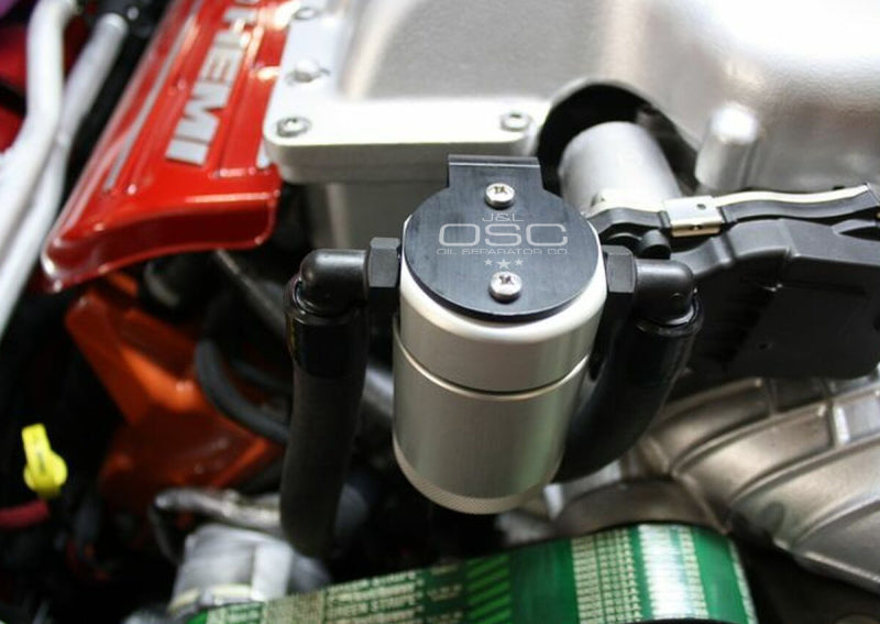J&L 15-25 Dodge Hellcat/Demon 6.2L Hemi Passenger Side Oil Separator 3.0 - Clear Anodized-Oil Separators-Grocery Getter Performance