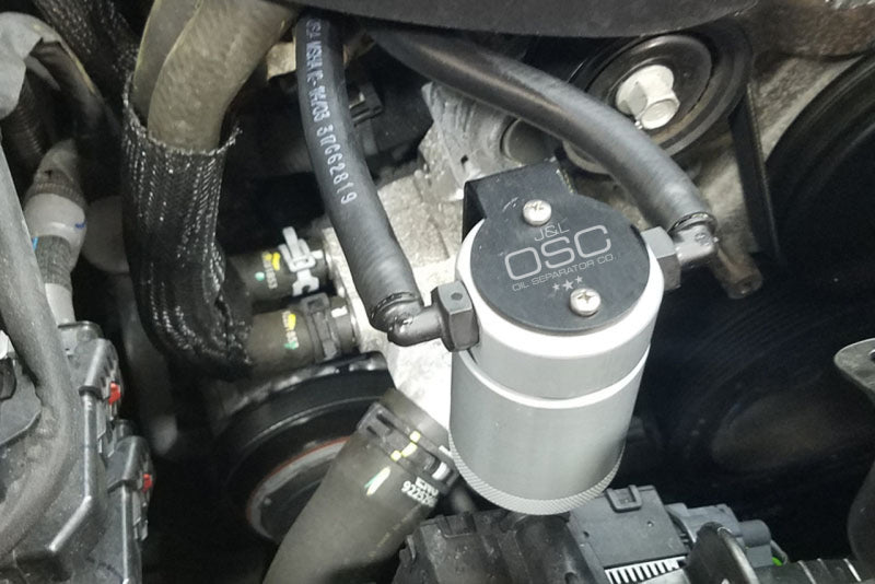 J&L 16-17 Chevrolet SS 6.2L Passenger Side Oil Separator 3.0 - Clear Anodized-Oil Separators-Grocery Getter Performance