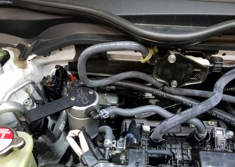 J&L 16-21 Honda Civic 1.5L Turbo (EX & Si) Passenger Side Oil Separator 3.0 - Clear Anodized-Oil Separators-Grocery Getter Performance