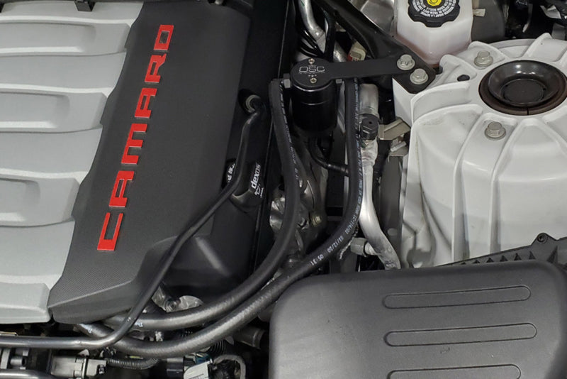 J&L 16-24 Chevrolet Camaro LT1 6.2L Driver Side Oil Separator 3.0 - Black Anodized-Oil Separators-Grocery Getter Performance