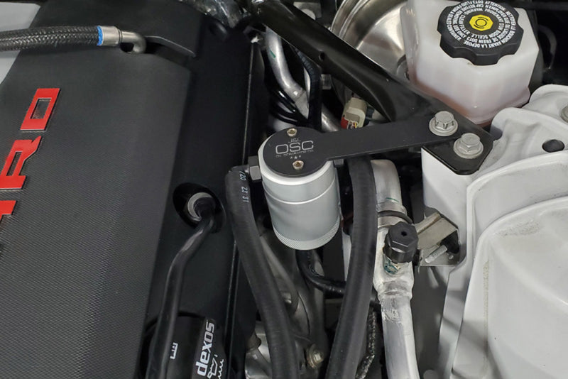 J&L 16-24 Chevrolet Camaro LT1 6.2L Drivers Side Oil Separator 3.0 - Clear Anodized-Oil Separators-Grocery Getter Performance