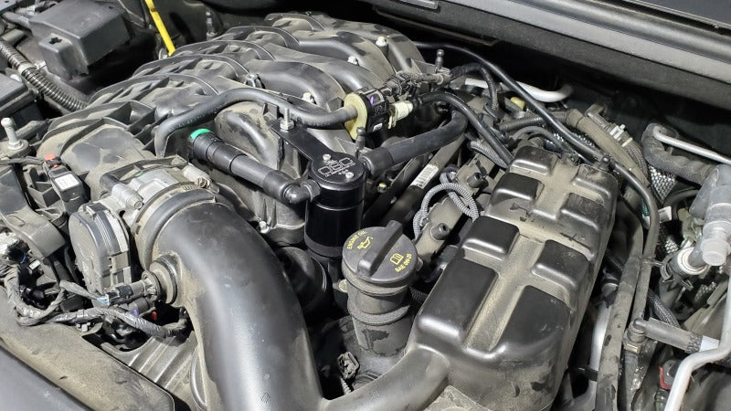 J&L 16-25 Dodge Durango / Jeep Grand Cherokee 3.6L Oil Separator 3.0 Passenger Side - Black Anod-Oil Separators-Grocery Getter Performance