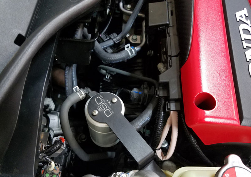 J&L 17-21 Honda Civic Type R Passenger Side Oil Separator 3.0 - Clear Anodized-Oil Separators-Grocery Getter Performance