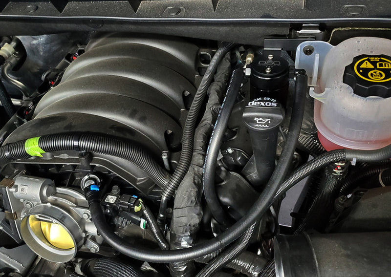 J&L 19-26 Chevrolet Silverado/GMC Sierra 1500 5.3L V8 Driver Side Oil Separator 3.0 - Black Anod-Oil Separators-Grocery Getter Performance