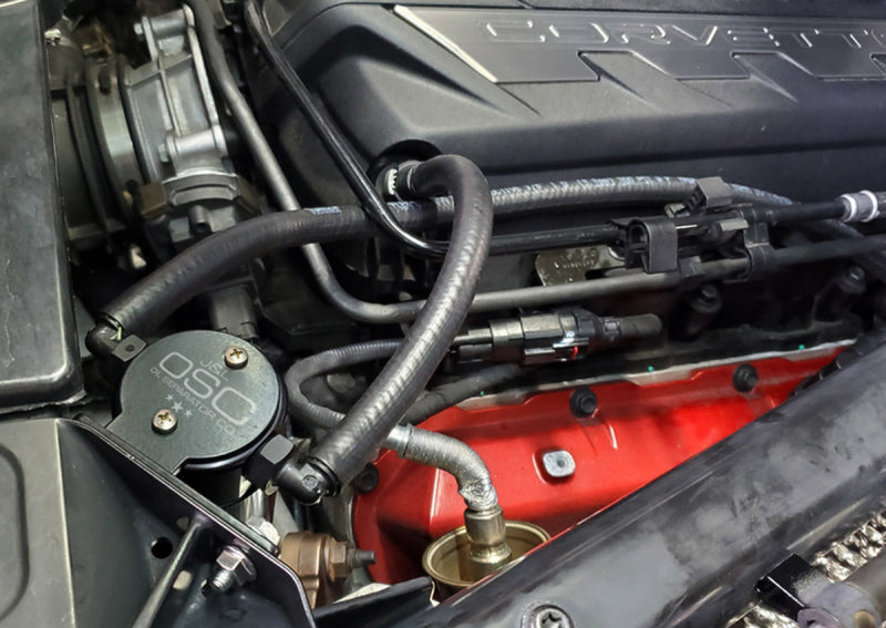 J&L 20-25 Chevrolet Corvette 6.2L LT2 Targa Top Passenger Side Oil Separator 3.0 - Black Anodize-Oil Separators-Grocery Getter Performance