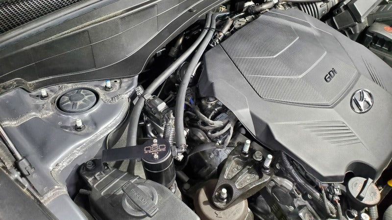 J&L 20-25 Hyundai Palisade / Kia Telluride 3.8L Oil Separator 3.0 Passenger Side - Black Anodize-Oil Separators-Grocery Getter Performance