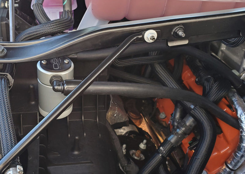 J&L 2021-2024 Ram TRX 6.2L Supercharged Passenger Side Oil Separator 3.0 - Clear Anodized-Oil Separators-Grocery Getter Performance
