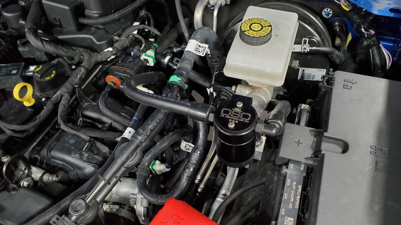 J&L 2021.5-2024 Ford Bronco 2.3L EcoBoost Oil Separator 3.0 Passenger Side - Black Anodized-Oil Separators-Grocery Getter Performance
